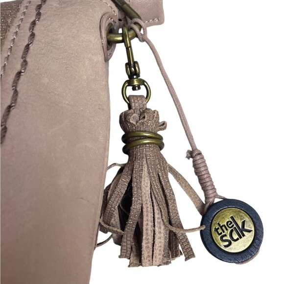 The Sak Women's Indio Leather Mocha Sparkle One Hobo Shoulder Bag Sz M - Picture 3 of 12